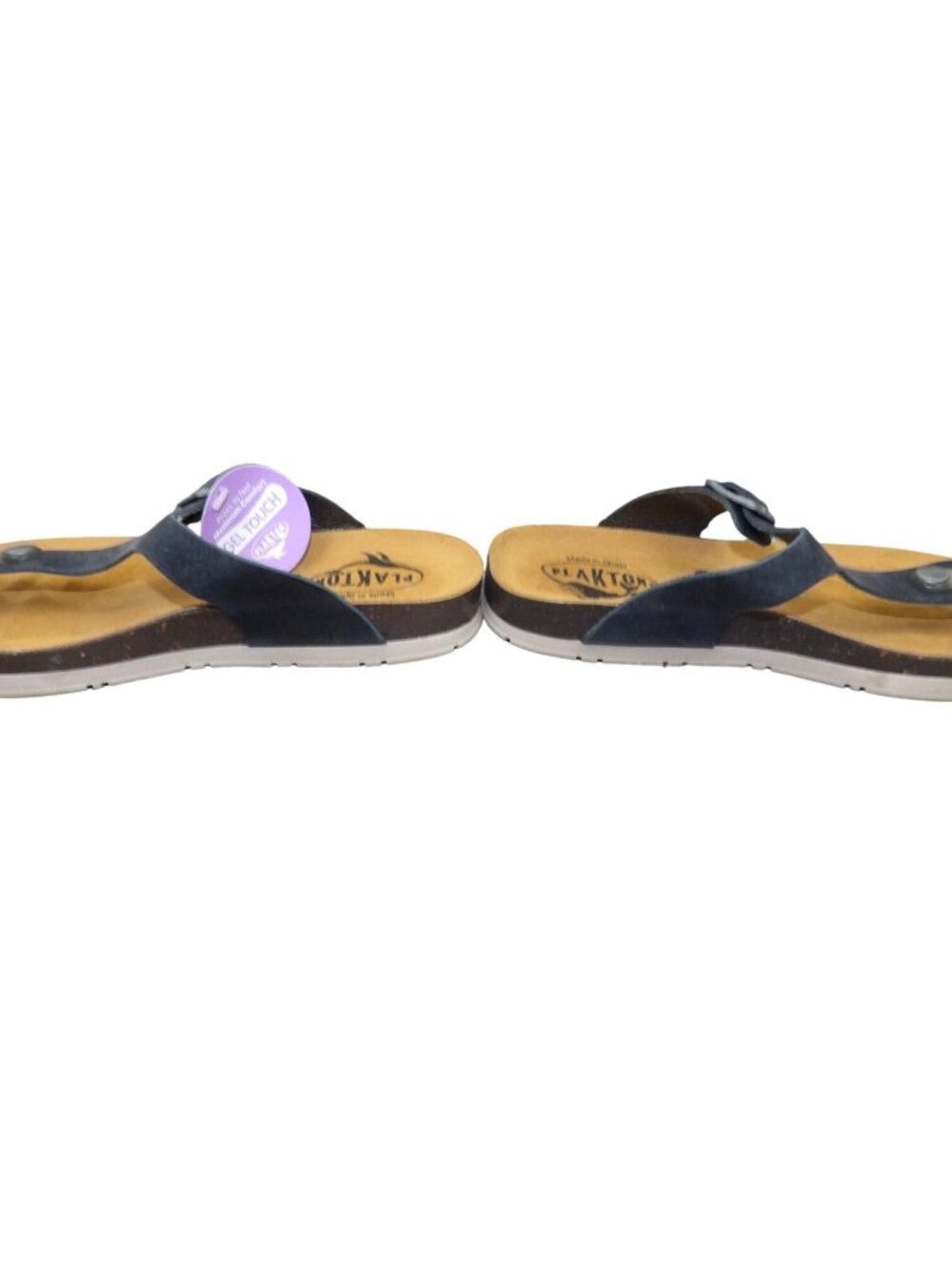 Plakton Women's Blue Leather Toe Post Sandals Size 7 Eu 38 Adjustable Strap - Picture 3 of 6
